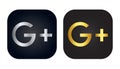 Google Plus icon. silver and gold vector illustration