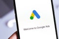 Google Ads AdWords logo mobile app on display Royalty Free Stock Photo