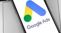 Google Ads logo on the screen smartphone Royalty Free Stock Photo