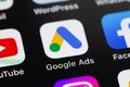 Google Ads mobile icon app on the screen smartphone iPhone closeup Royalty Free Stock Photo