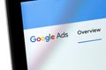 Google Ads start page on display notebook closeup macro Royalty Free Stock Photo