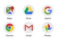 Google applications symbols. Official logotypes of Google Apps. Kyiv, Ukraine - April 6, 2020