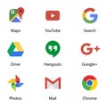 Google applications symbols. Official logotypes of Google Apps. Kyiv, Ukraine - May 10, 2020