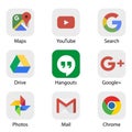 Google applications symbols. Official logotypes of Google Apps. Kyiv, Ukraine - May 24, 2020