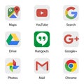 Google applications symbols. Official logotypes of Google Apps. Kyiv, Ukraine - April 12, 2020