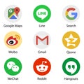 Google Apps, Line, Weibo, Qzone, Reddit etc - popular social media, messengers, message passing, post and internet services. Kyiv