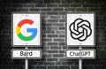 Google Bard versus OpenAI ChatGPT - artificial intelligence chatbot software