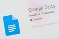 Google Docs App Icon. Selective focus.
