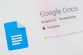 Google Docs App Icon. Selective focus. Royalty Free Stock Photo