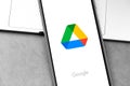 Google Drive logo app on the screen smartphone