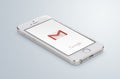 Google Gmail app logo on the white Apple iPhone 5s display