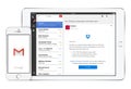 Google Gmail app on the white Apple iPad and iPhone