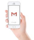 Google Gmail application logo on white Apple iPhone 5s display