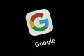 Google internet browser app application software logo icon on a smartphone tablet mobile phone device display screen macro extreme