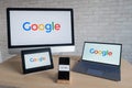 Google logo on device screens. Royalty Free Stock Photo