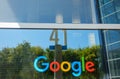 Google logo at Googleplex headquarters main office Royalty Free Stock Photo