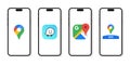 Google Maps, Waze, Google Go on Apple iPhone - online service of location. Official symbols and marks. Kyiv, Ukraine - Feb 20, Royalty Free Stock Photo