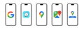 Google Maps, Waze, Google Go on Apple iPhone - online service of location. Official symbols and marks. Kyiv, Ukraine - September