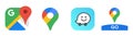 Google Maps, Waze, Google Go - online service of location. Official symbols and marks. Kyiv, Ukraine - Feb 20, 2023 Royalty Free Stock Photo