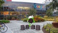 Google oreo android logo on one of the buildings situated in Googleplex, June 19, 2017 Mountain View / CA / USA