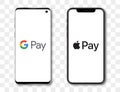 Google pay and Apple pay system on Samsung and Iphone screen