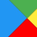 Google play abstract colorful background, four prime colour red green blue yellow triangle geometric design abstract