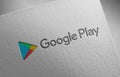 Google-play-4 on paper texture Royalty Free Stock Photo