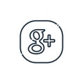 google plus icon vector from social media logos concept. Thin line illustration of google plus editable stroke. google plus linear