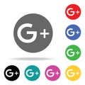 Google Plus icons. Elements in multi colored icons for mobile concept and web apps. Icons for website design and development, app