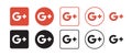 Google plus vector logo icon set. Vector illustration Royalty Free Stock Photo
