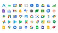 Google products applications logo on a white background. Google icons collections.