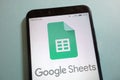 Google Sheets logo on smartphone Royalty Free Stock Photo