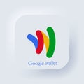 Google wallet icon. Google wallet logo. Official logotypes of Google Apps. Vector. Neumorphic UI UX white user interface. Royalty Free Stock Photo