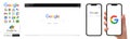 Google, Web page and mobile browser interface, more official application icon, mockup template, vector editorial
