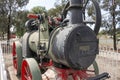 Historic steam engine on display in a fenced site at Goornong, Australia