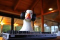 A goose as a Discjockey created with generative AI technology Royalty Free Stock Photo