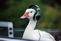 A goose as a Discjockey created with generative AI technology Royalty Free Stock Photo