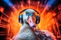 A goose as a Discjockey created with generative AI technology Royalty Free Stock Photo