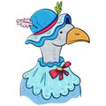 Goose in a cap fantastic style. Vector illustration for children Royalty Free Stock Photo