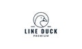 Goose or duck line in circle logo design