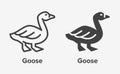 Goose flat line, glyph icon. Bird sign, illustration of duck. Thin linear and silhouette logo for farm store Royalty Free Stock Photo