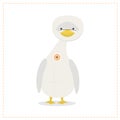 Goose, a funny plush toy is protected with a button Vector ill