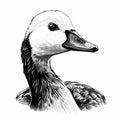Charming Goose Image: Realistic Animal Portrait In Black And White Royalty Free Stock Photo