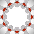 Goose heads up pets forming a circle. Bird vector on white background