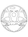Goose pattern. Illustration of Goose. Mandala with an animal. Geese in a circular frame
