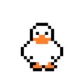 Goose pattern. Pixel swan image for 8 bit game