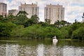 Pedalboat on the lake of the Centenary Park of Mogi das Cruzes