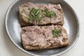 Goose Rillettes, spead on bread slices Royalty Free Stock Photo