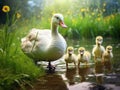 Goose and goslings Made With Generative AI illustration