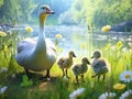 Goose and goslings Made With Generative AI illustration